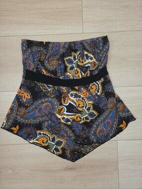 Vintage Y2K Top Strapless Paisley Babydoll Boho Western